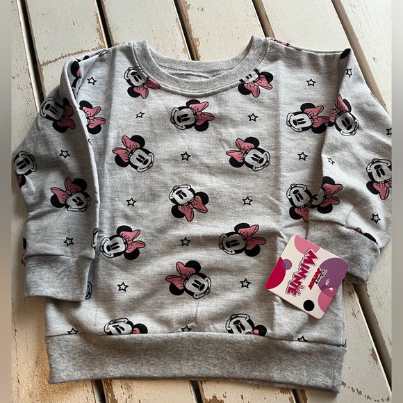 Disney Other - Disney Minnie Mouse Gray‎ and Pink Toddler Top